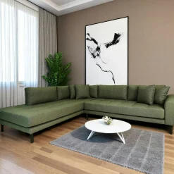Canapé d'angle vert nature - côté gauche, 257 cm ROTTERDAM