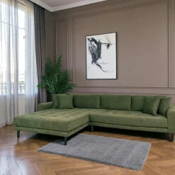 Canapé d'angle vert nature - côté gauche, 290 cm ROTTERDAM