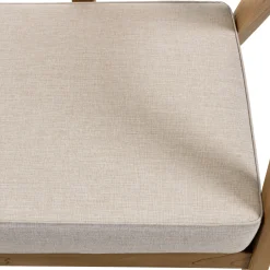 Canapé exotique 2 places dossier cannage teck et coussin gris MANAK