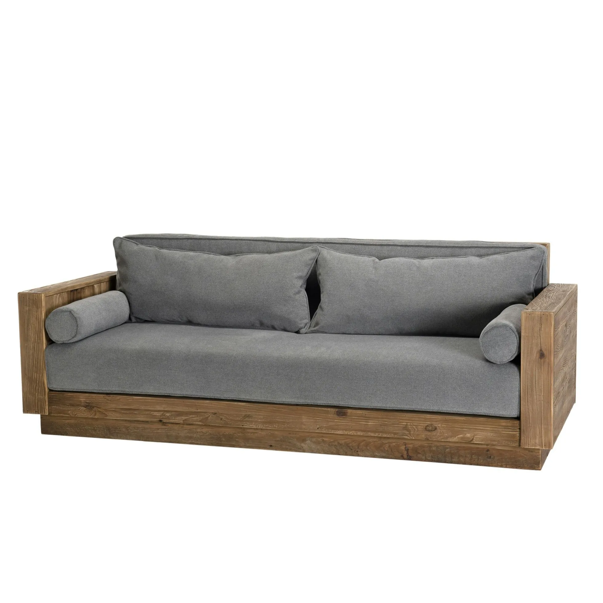 Canapé gris 3 places en bois de pin recyclé DENVER