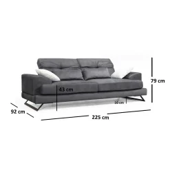 Canapé 3 places anthracite avec dossier inclinable MILO