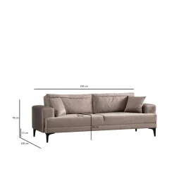 Canapé 3 places beige avec couchage d’appoint JACA