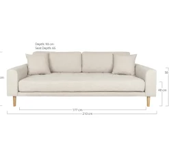 Canapé 3 places beige sable - 210 cm ROTTERDAM