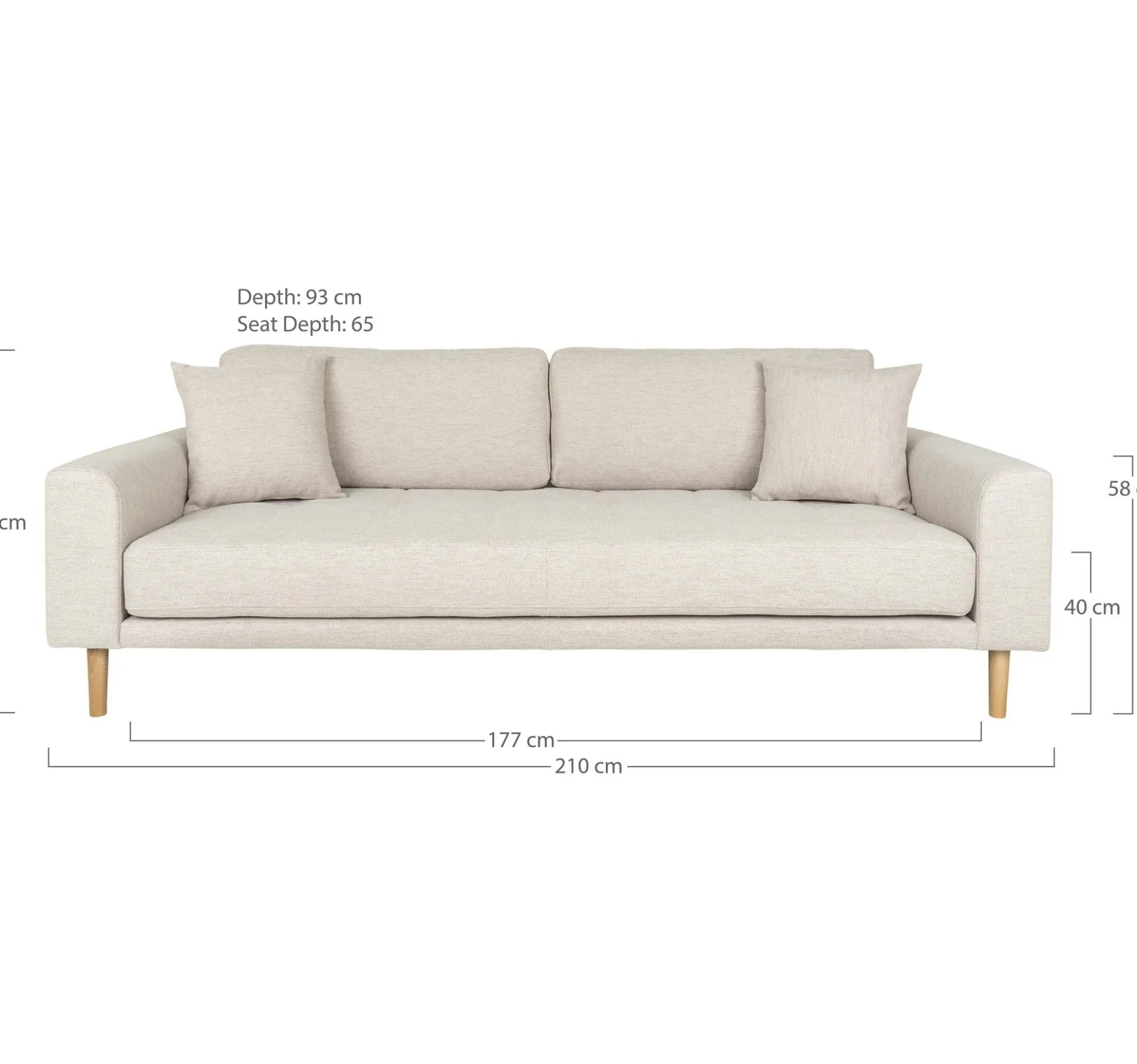 Canapé 3 places beige sable - 210 cm ROTTERDAM
