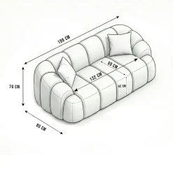 Canapé 2 places blanc écru design arrondi ONDA