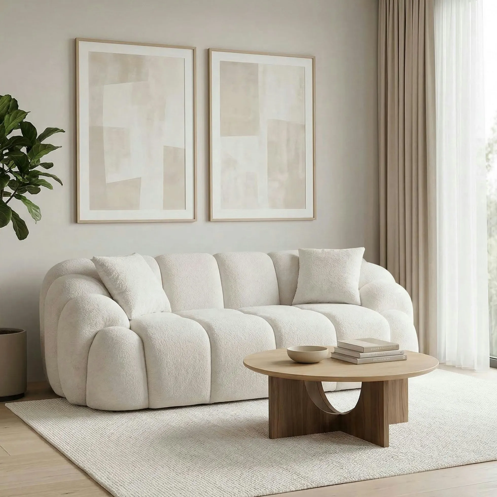 Canapé 2 places blanc écru design arrondi ONDA