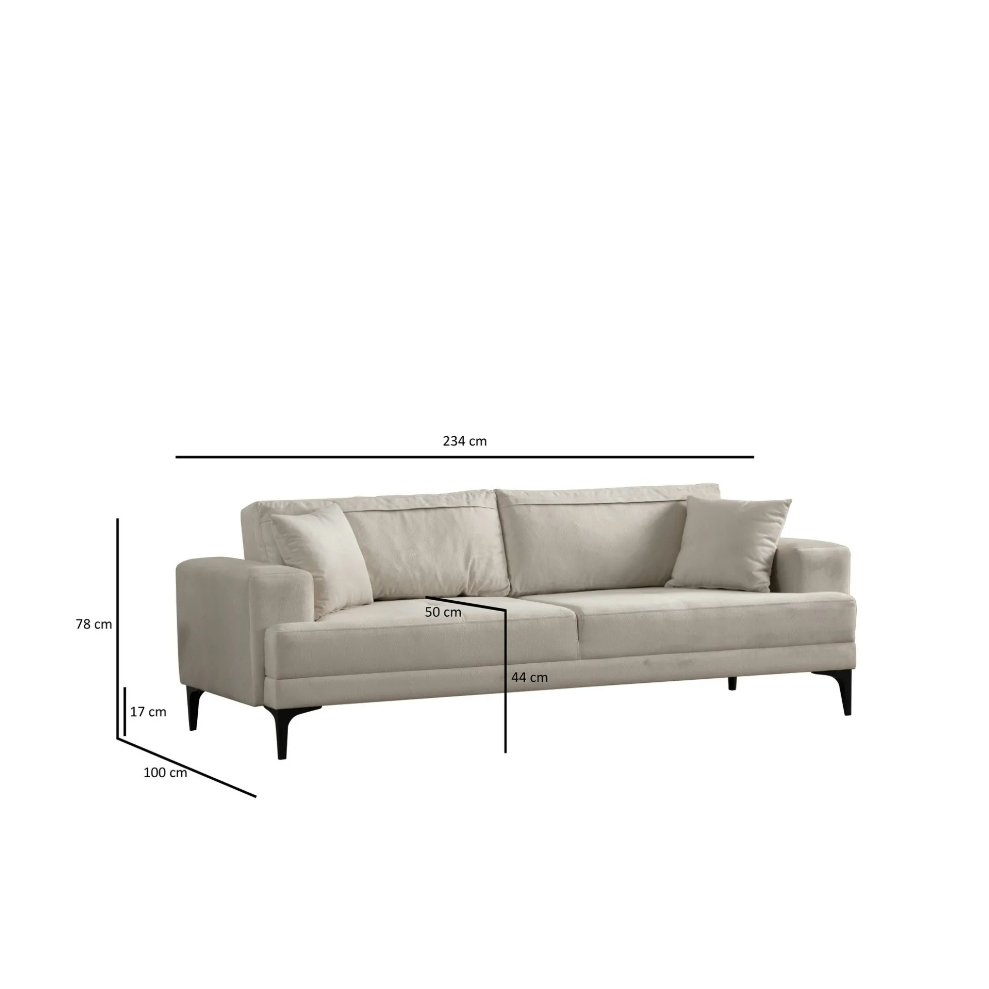 Canapé 3 places écru avec couchage d’appoint JACA