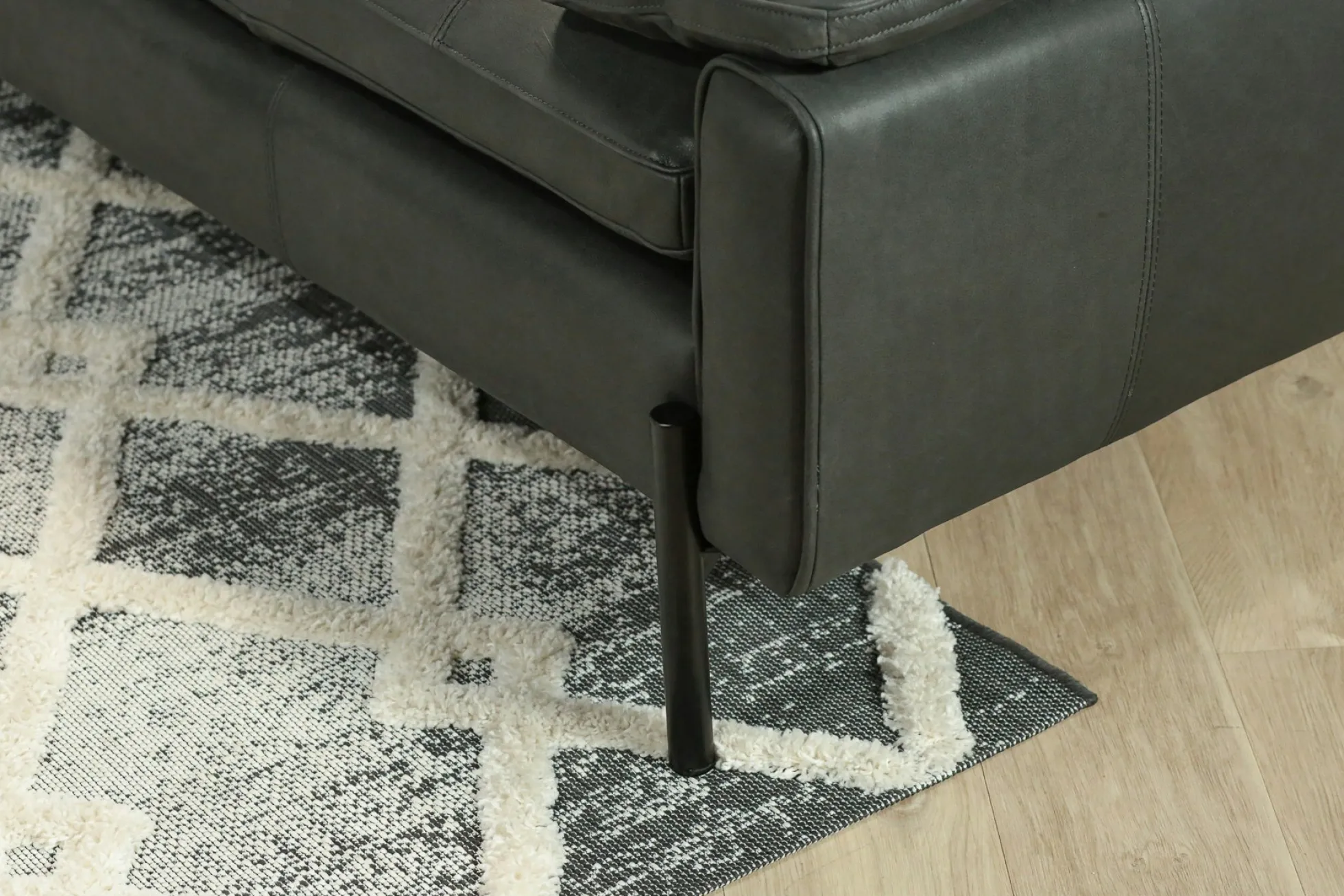 Canapé 3 places en cuir anthracite GLASGOW