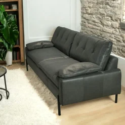 Canapé 3 places en cuir anthracite GLASGOW