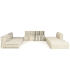 Canapé tissu beige et gris 6 éléments modulables SURATE