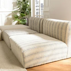 Canapé tissu beige et gris 6 éléments modulables SURATE