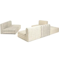 Canapé tissu beige et gris 6 éléments modulables SURATE