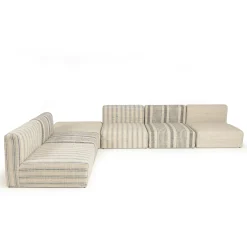Canapé tissu beige et gris 6 éléments modulables SURATE