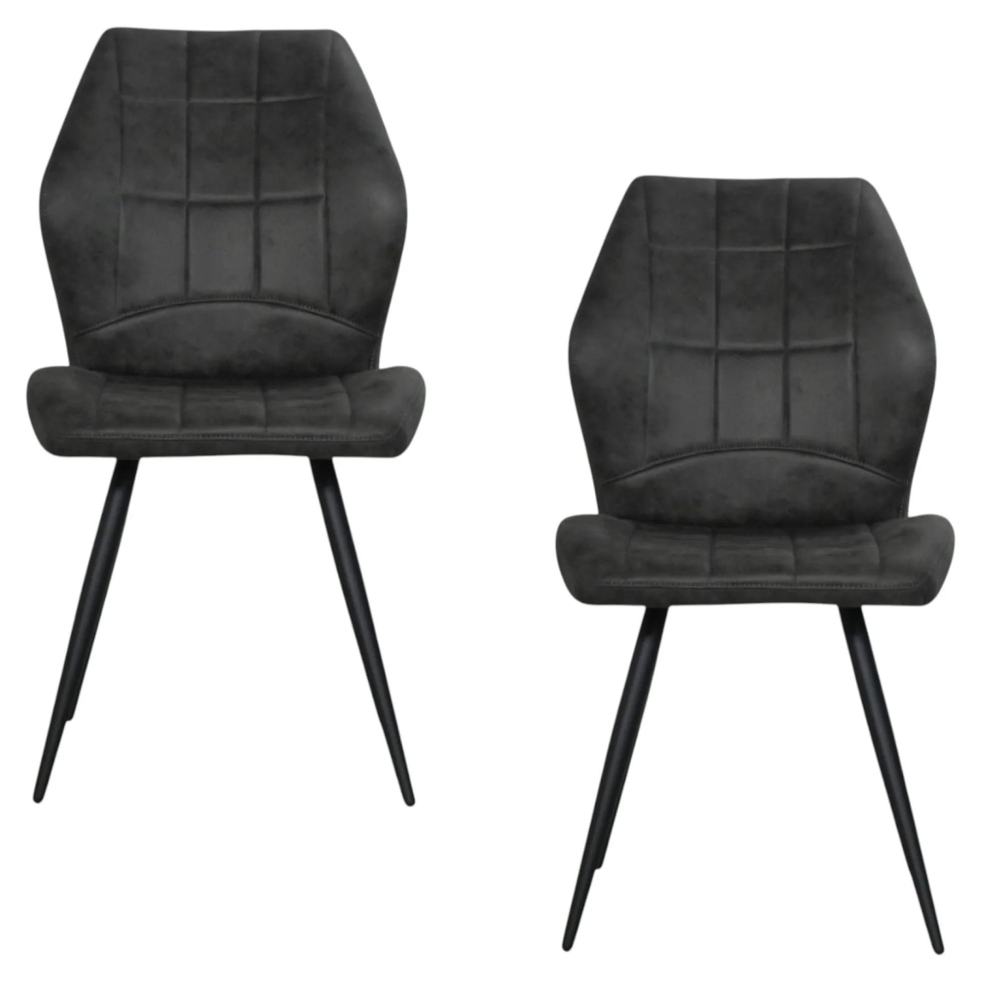 Chaise anthracite motif damier (lot de 2) LOMBARDIE