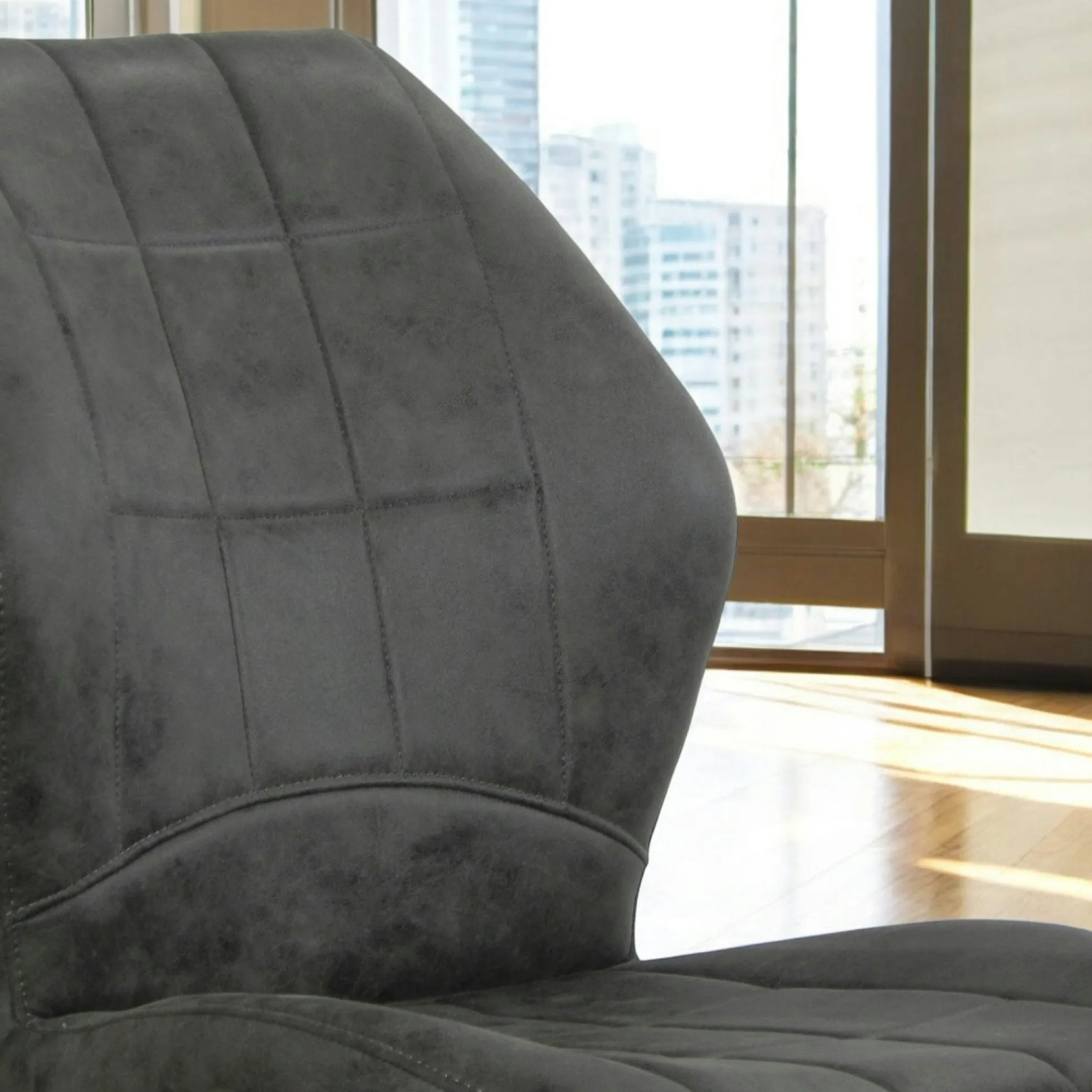 Chaise anthracite motif damier (lot de 2) LOMBARDIE