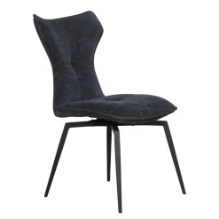Chaise anthracite pivotante en velours avec passepoil (lot de 2) LOMBARDIE