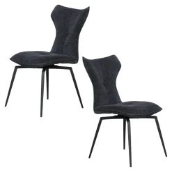 Chaise anthracite pivotante en velours avec passepoil (lot de 2) LOMBARDIE