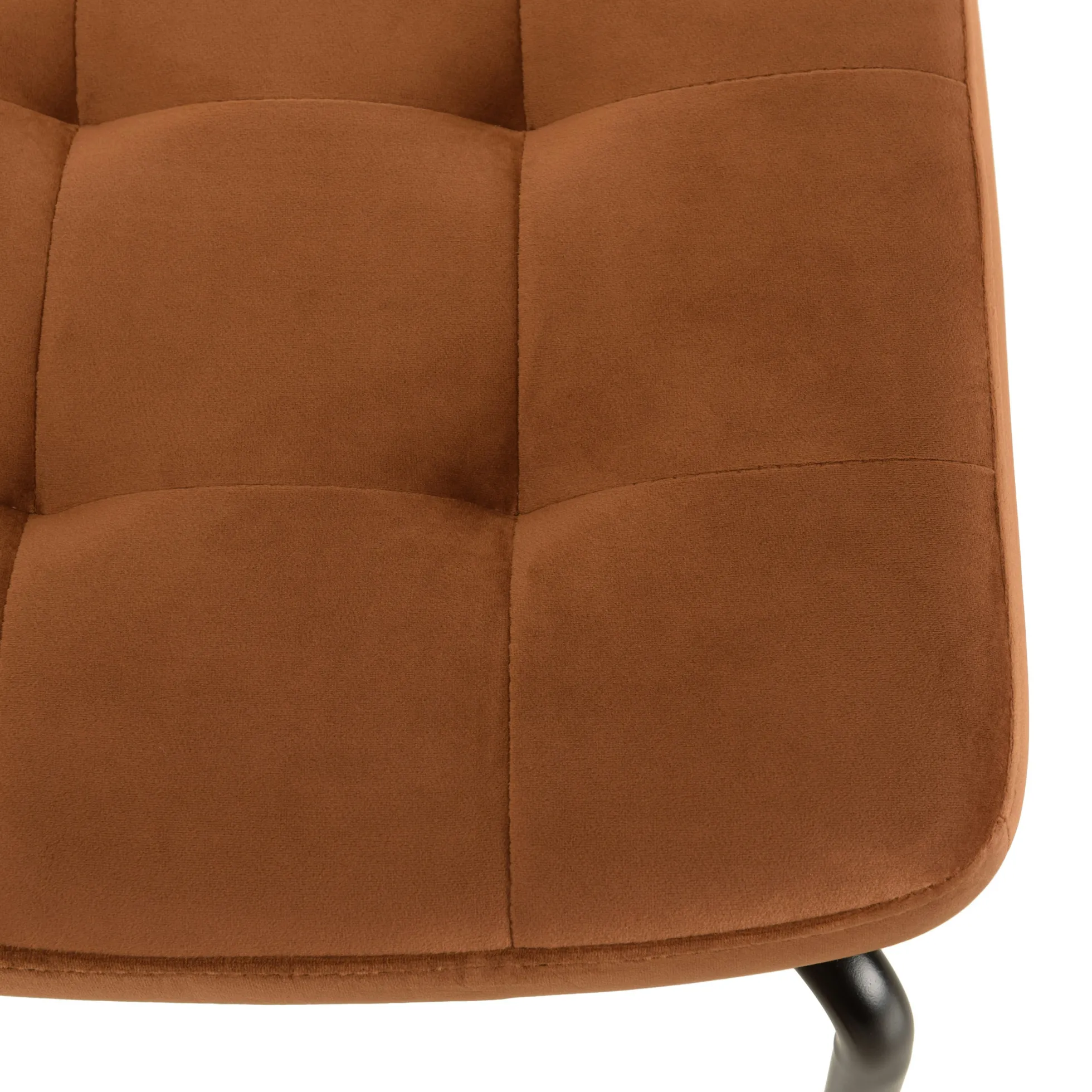 Chaise assise velours orange capitonné dossier cannage (lot de 2) TIM