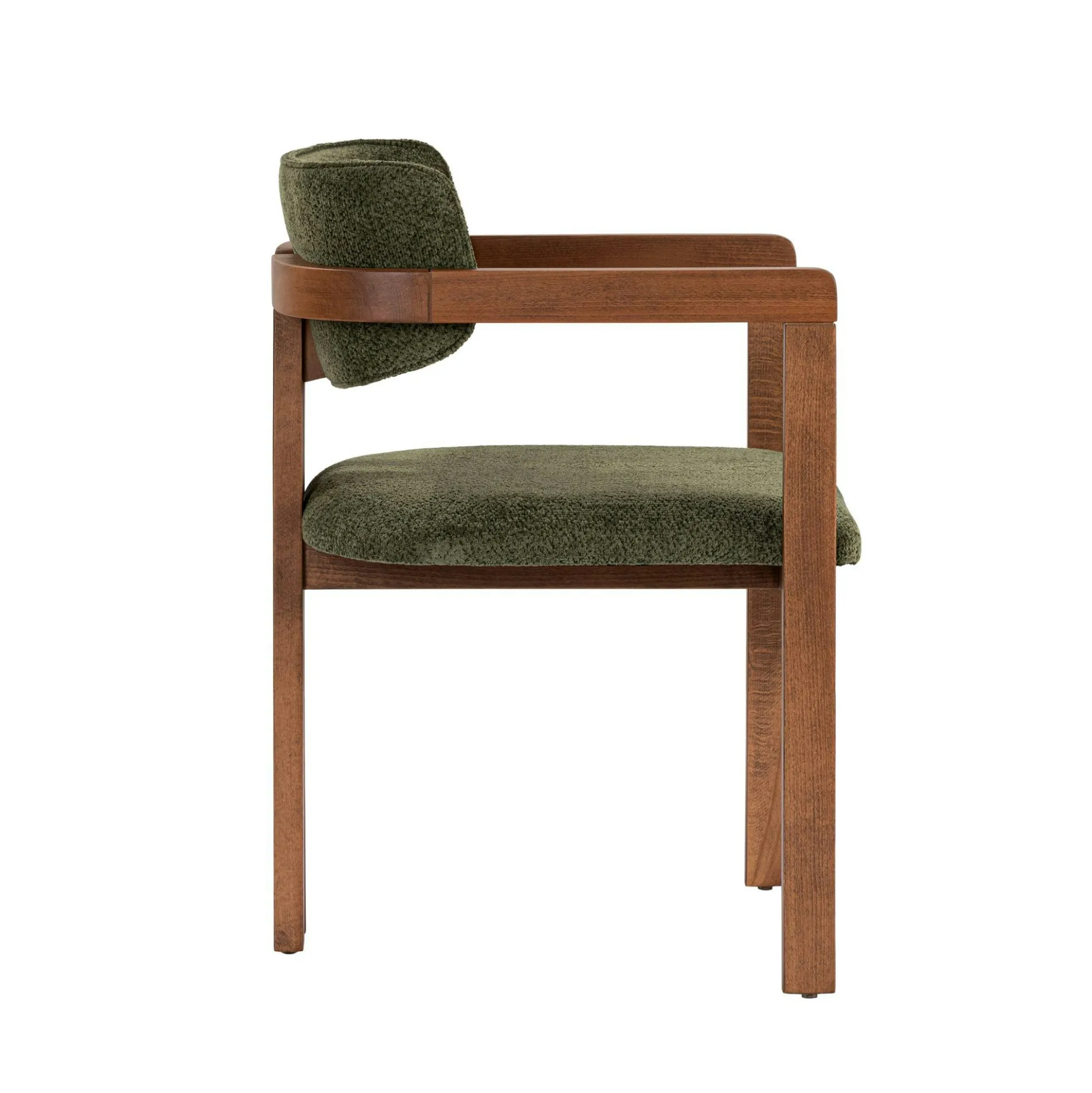 Chaise avec accoudoirs bois et tissu vert MARFA