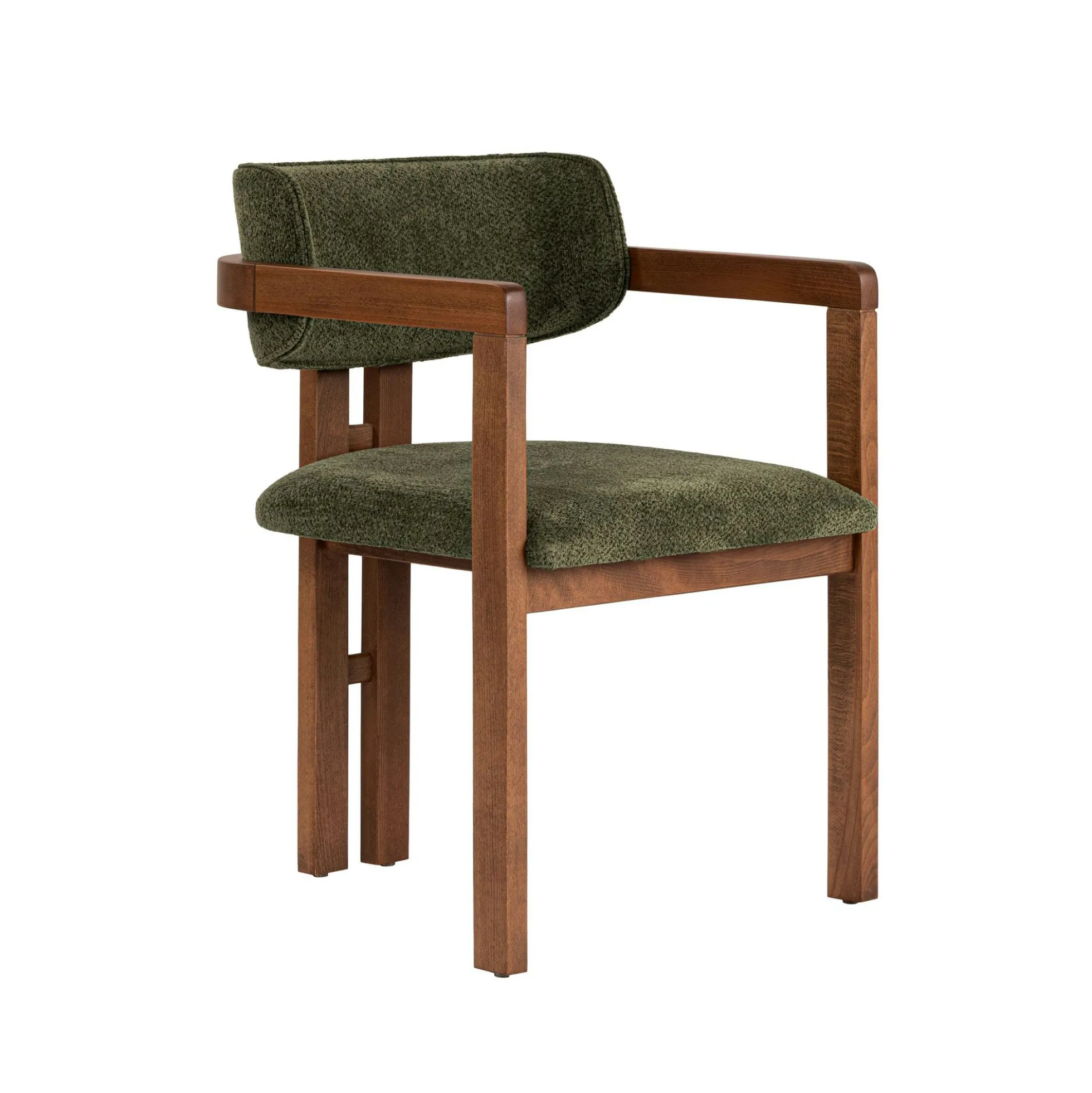 Chaise avec accoudoirs bois et tissu vert MARFA