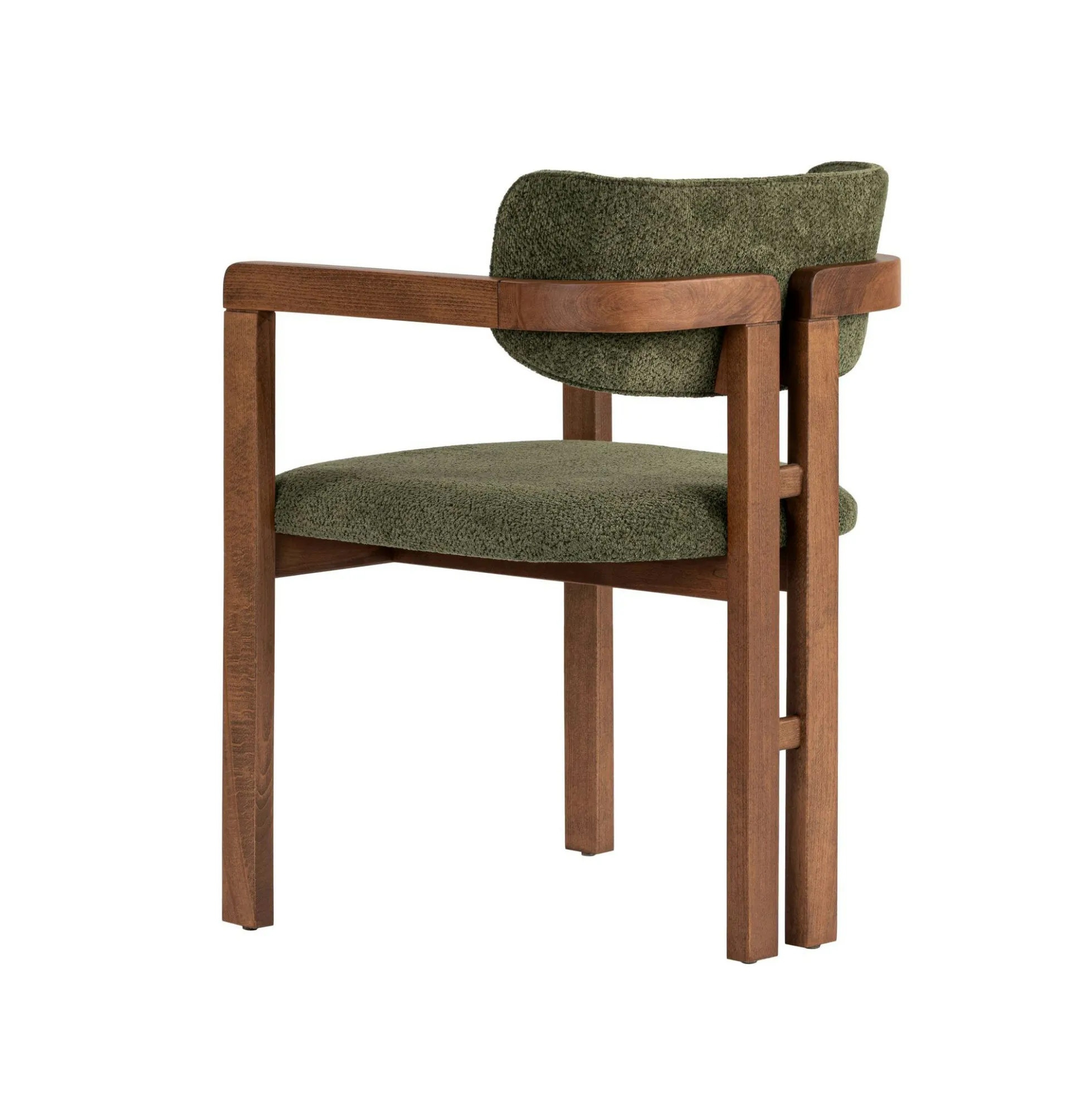 Chaise avec accoudoirs bois et tissu vert MARFA