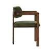 Chaise avec accoudoirs bois foncé et tissu vert MARFA