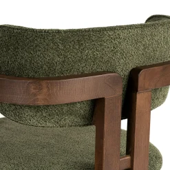 Chaise avec accoudoirs bois foncé et tissu vert MARFA