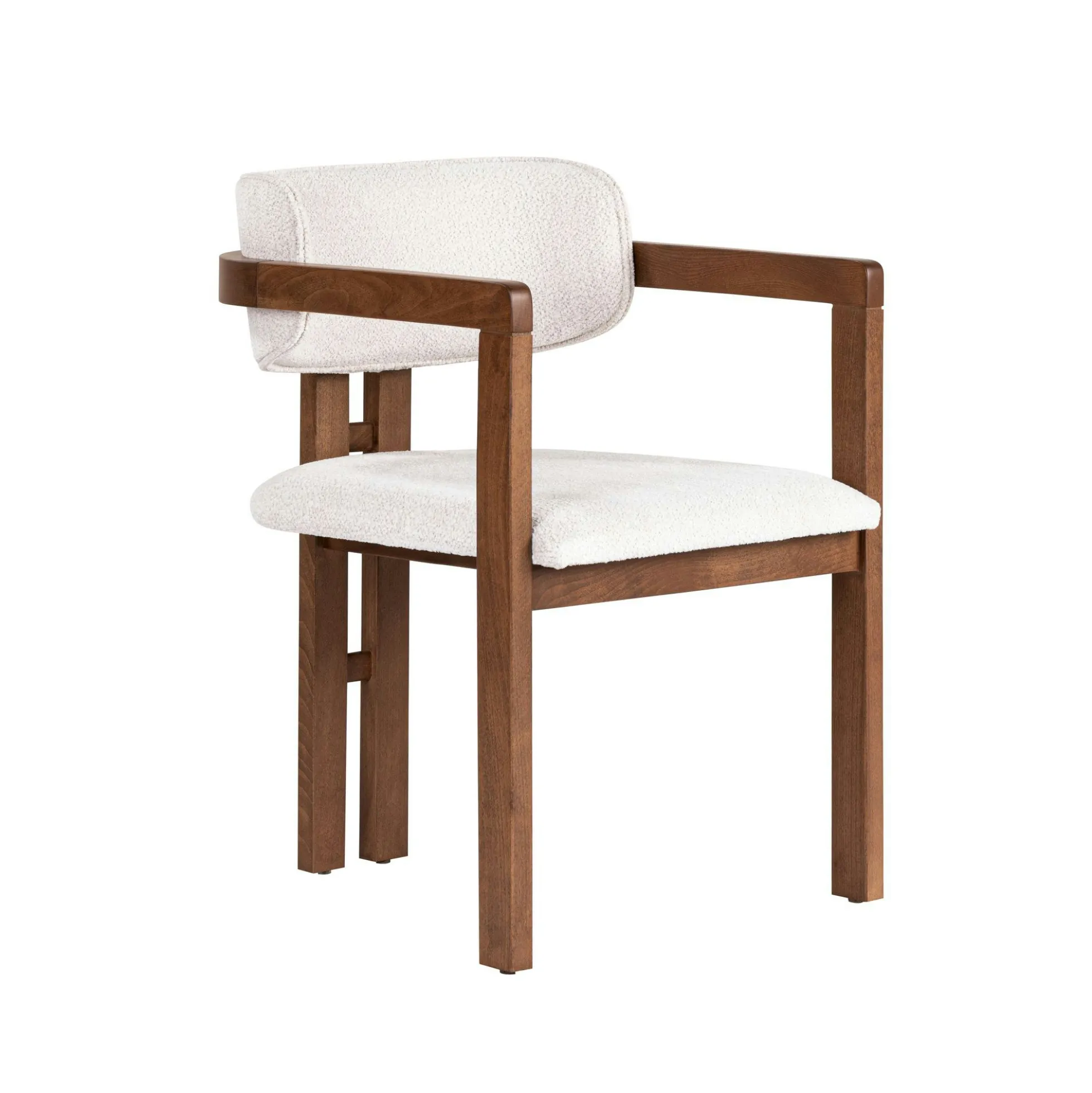 Chaise avec accoudoirs design bois et tissu blanc MARFA