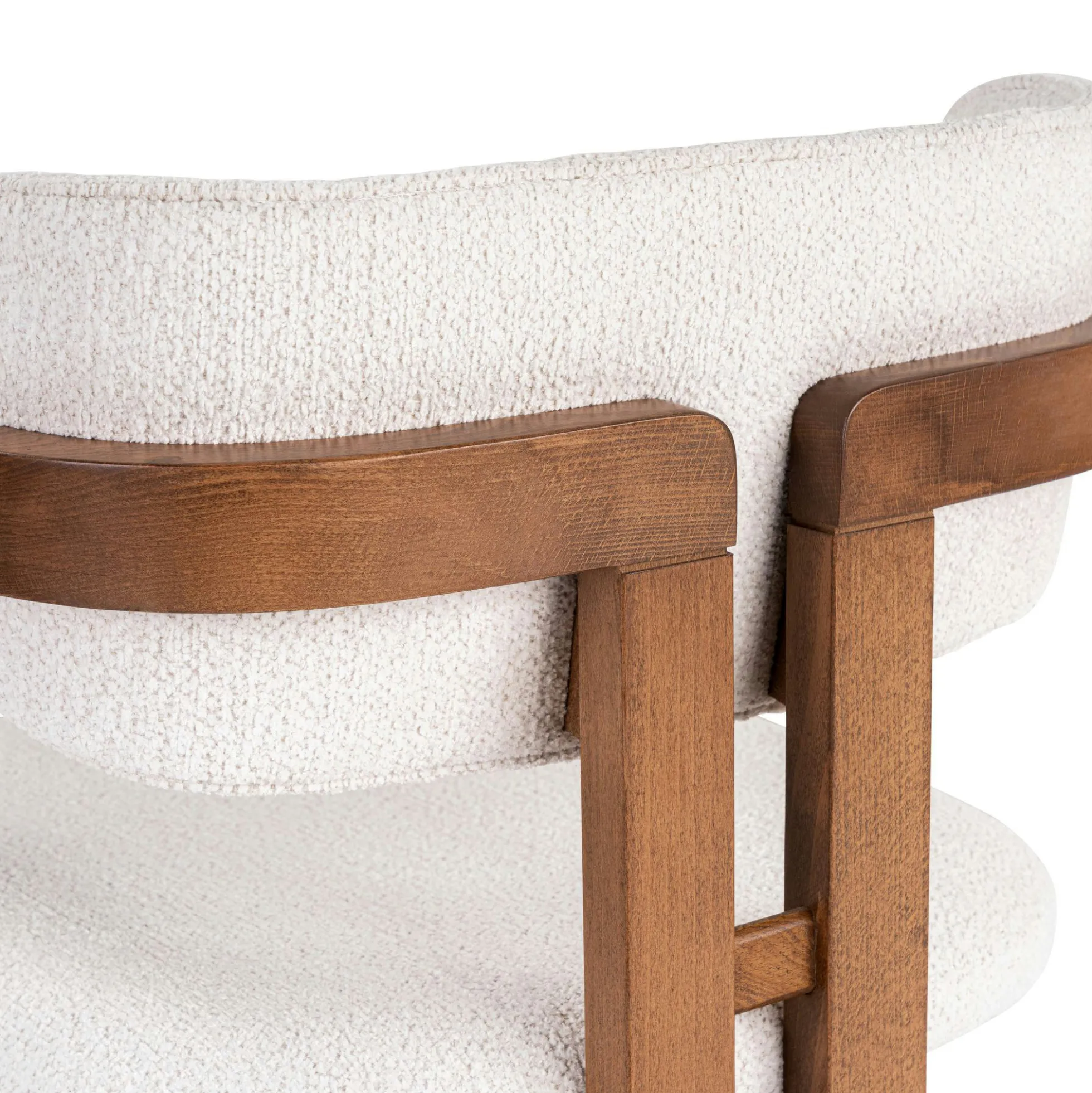 Chaise avec accoudoirs design bois et tissu blanc MARFA