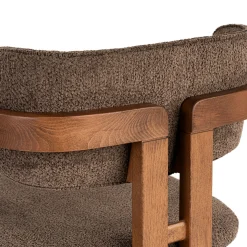 Chaise avec accoudoirs en bois et tissu marron MARFA