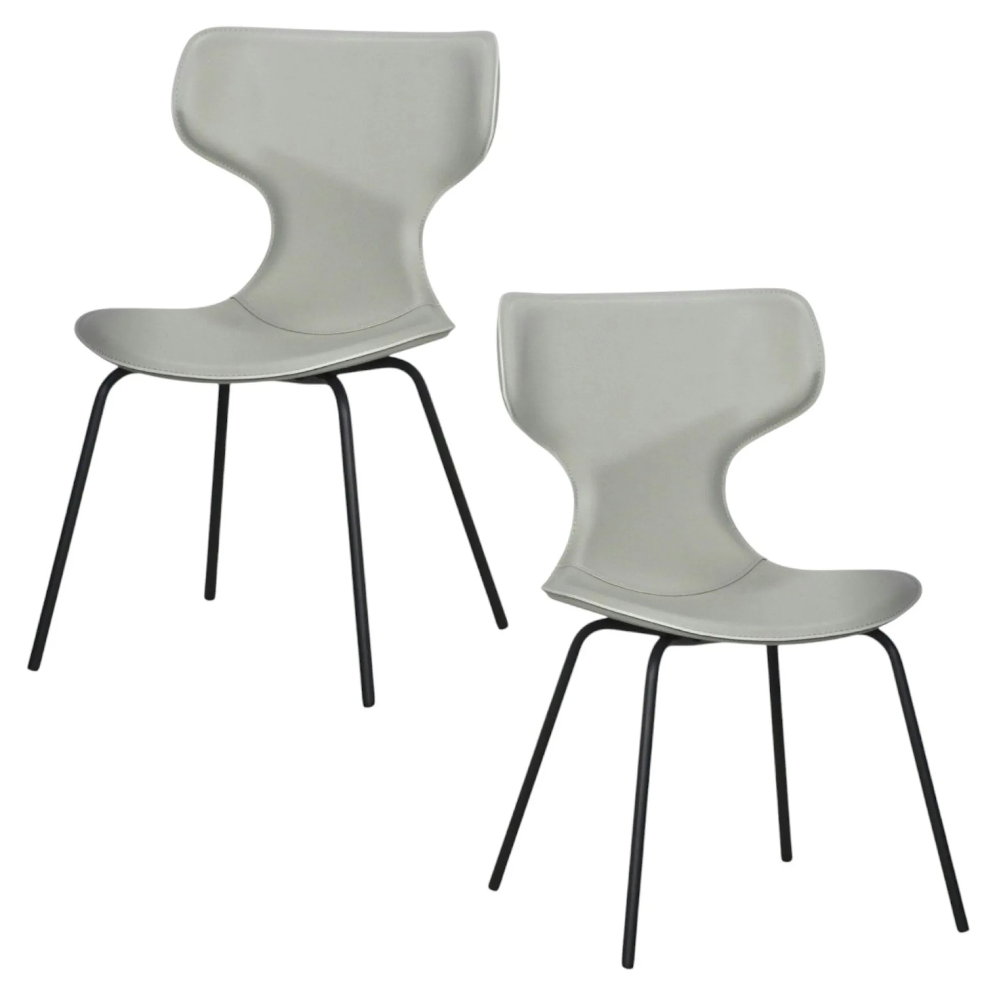 Chaise beige avec dossier en T, revêtement nettoyable (lot de 2) LOMBARDIE