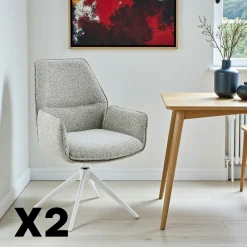 Chaise beige chiné pivotante à accoudoirs (lot de 2) CORTINA