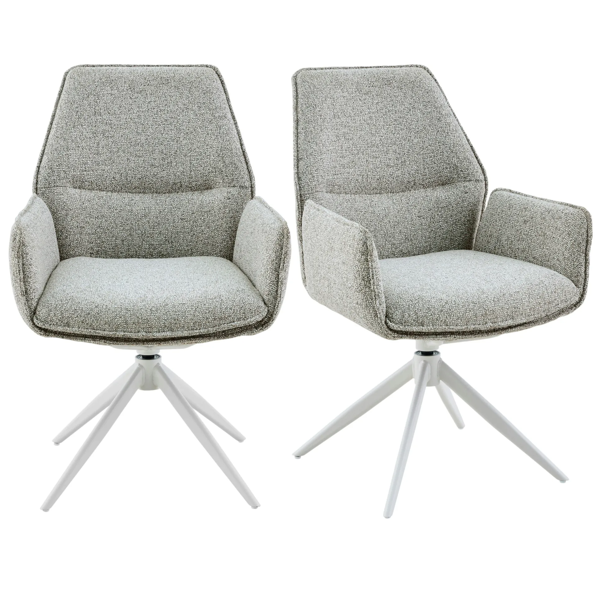 Chaise beige chiné pivotante à accoudoirs (lot de 2) CORTINA