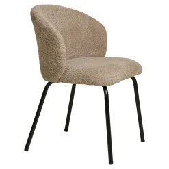 Chaise beige en bouclette avec dossier rond (lot de 2) MONTREUX
