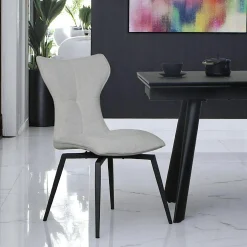 Chaise beige pivotante en velours avec passepoil (lot de 2) LOMBARDIE