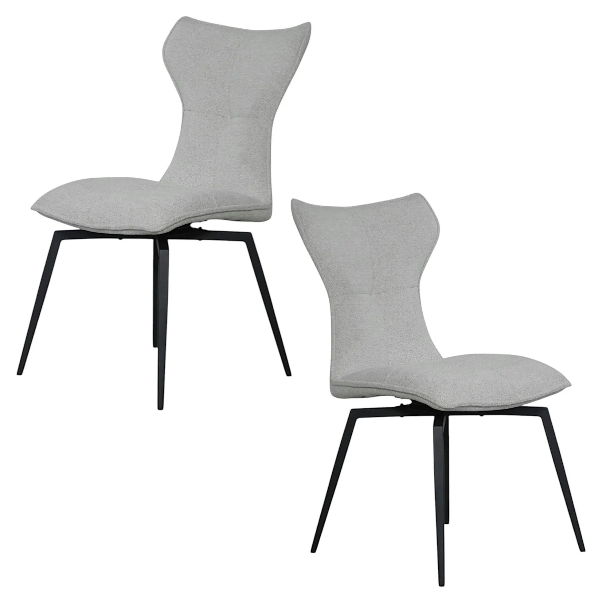 Chaise beige pivotante en velours avec passepoil (lot de 2) LOMBARDIE