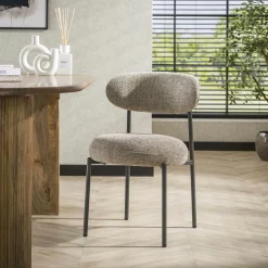 Chaise beige sable moderne en velours tissé (lot de 2) CREEK