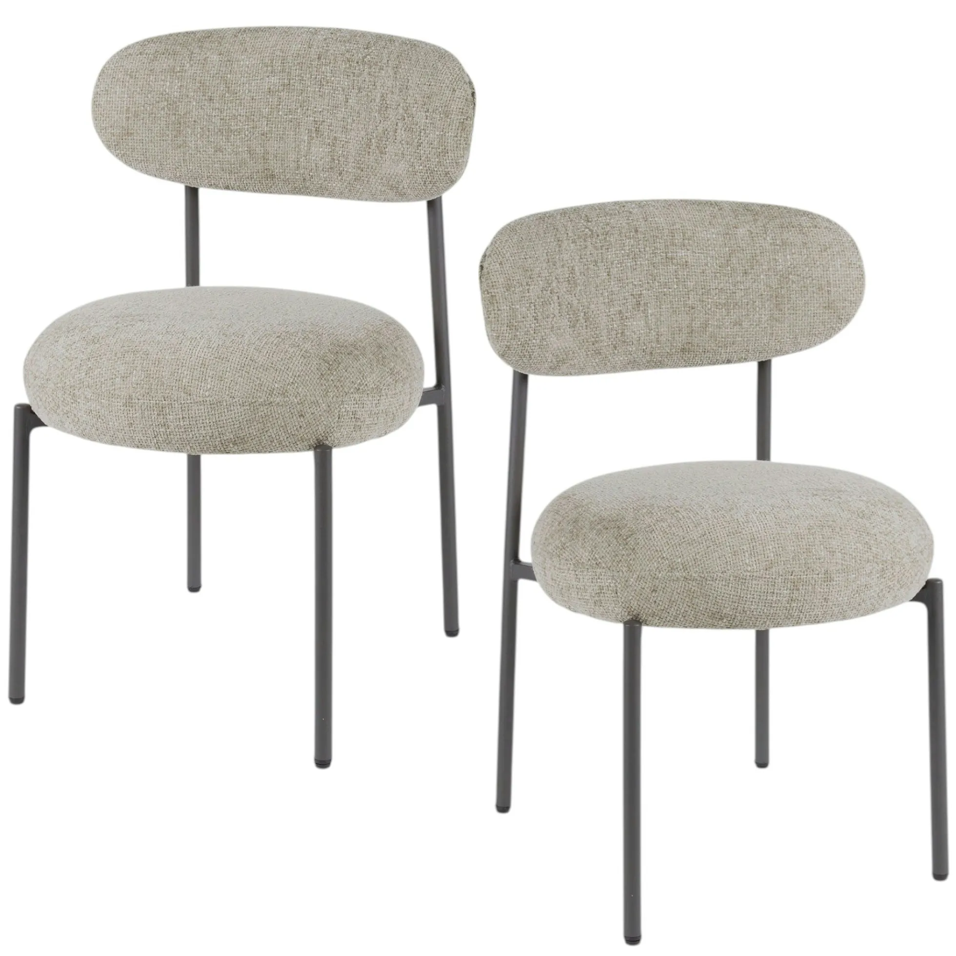 Chaise beige sable moderne en velours tissé (lot de 2) CREEK