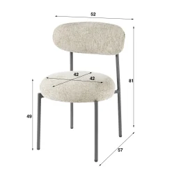 Chaise beige sable moderne en velours tissé (lot de 2) CREEK