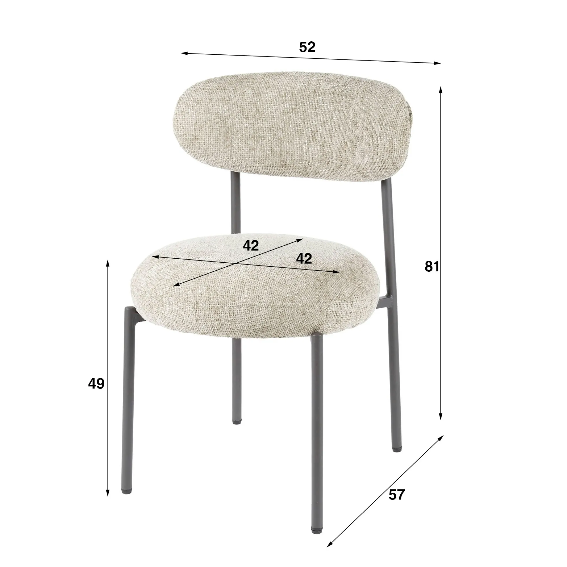 Chaise beige sable moderne en velours tissé (lot de 2) CREEK