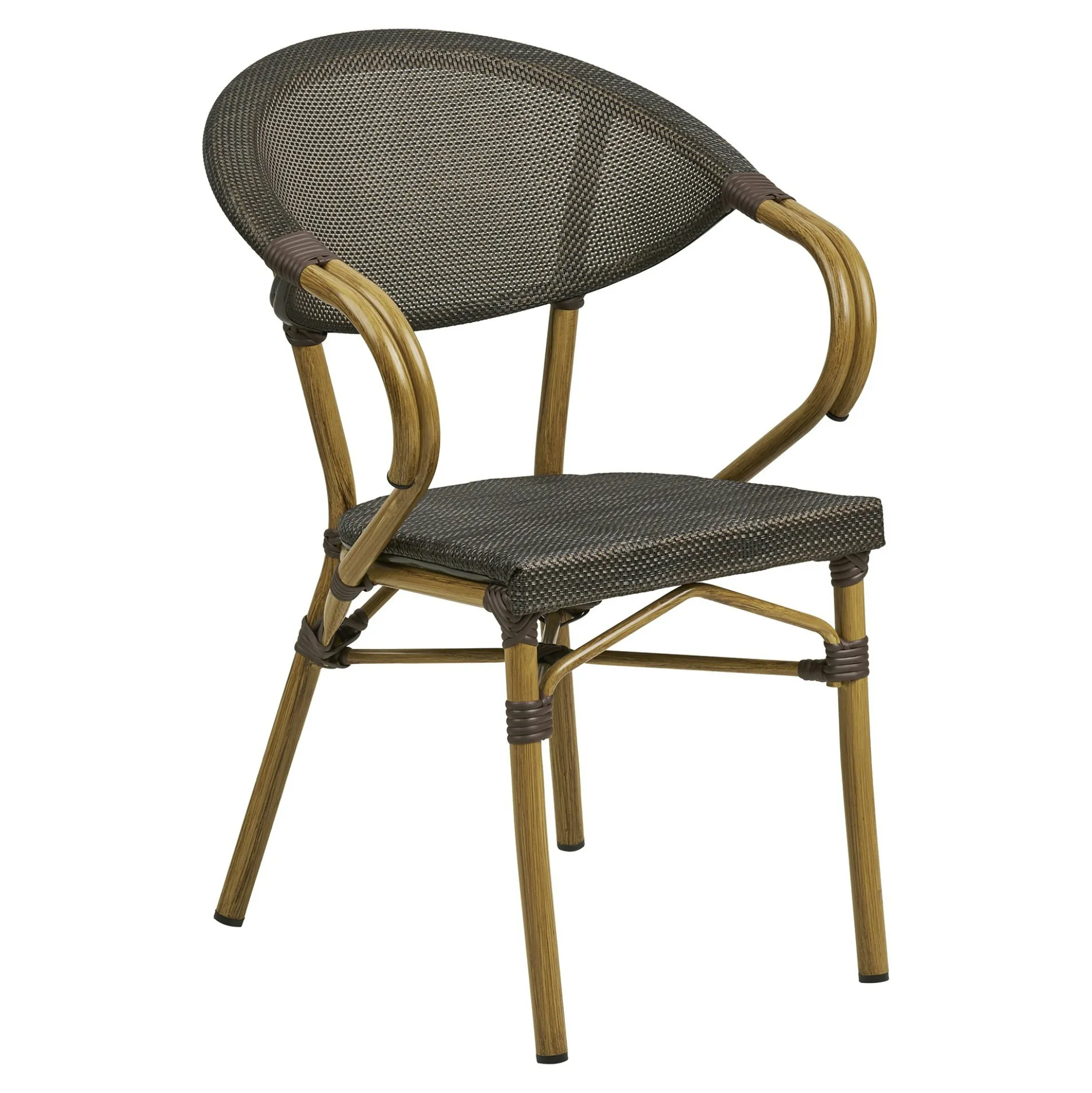 Chaise bistrot en textilène brun et bambou (lot de 2)