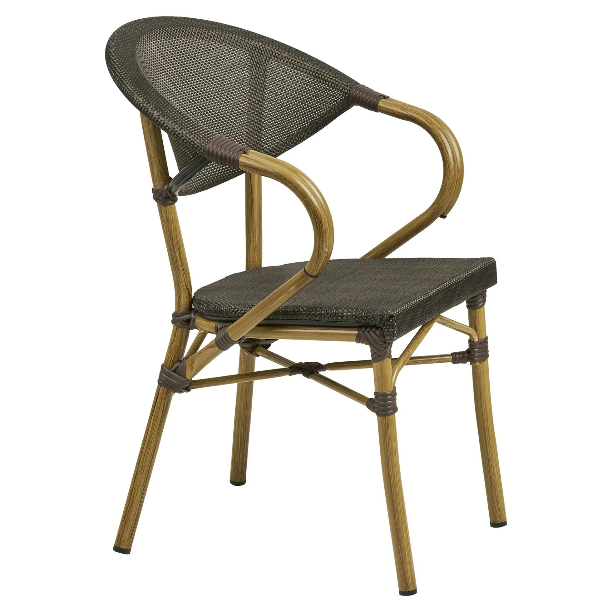 Chaise bistrot en textilène brun et bambou (lot de 2)