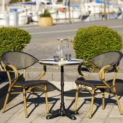 Chaise bistrot en textilène brun et bambou (lot de 2)
