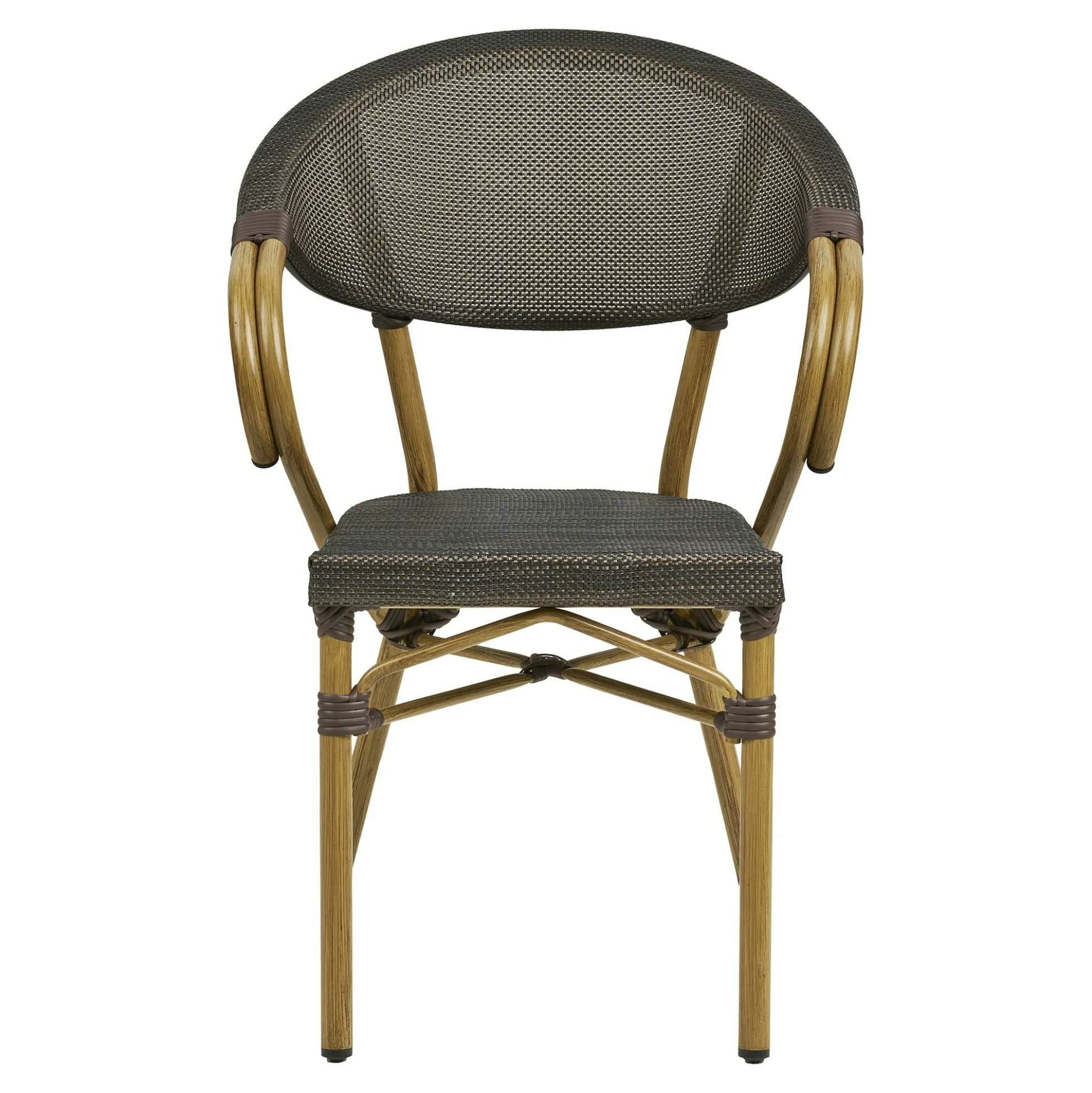 Chaise bistrot en textilène brun et bambou (lot de 2)