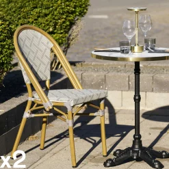 Chaise bistrot grise en textilène (lot de 2) TORANO