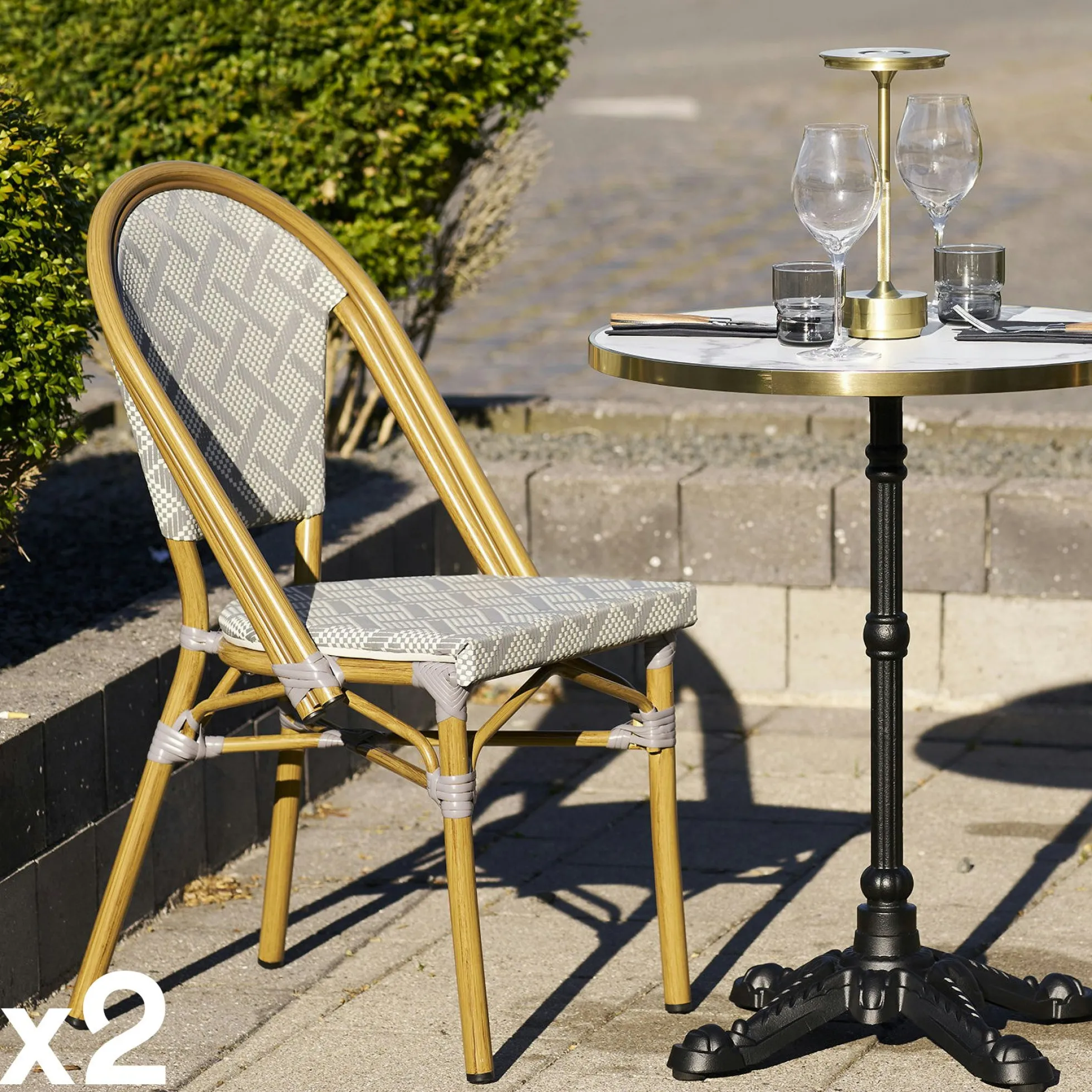 Chaise bistrot grise en textilène (lot de 2) TORANO