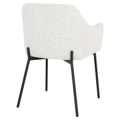 Chaise blanche moderne en tissu bouclette avec accoudoirs (lot de 2) SAVONE