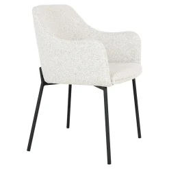 Chaise blanche moderne en tissu bouclette avec accoudoirs (lot de 2) SAVONE