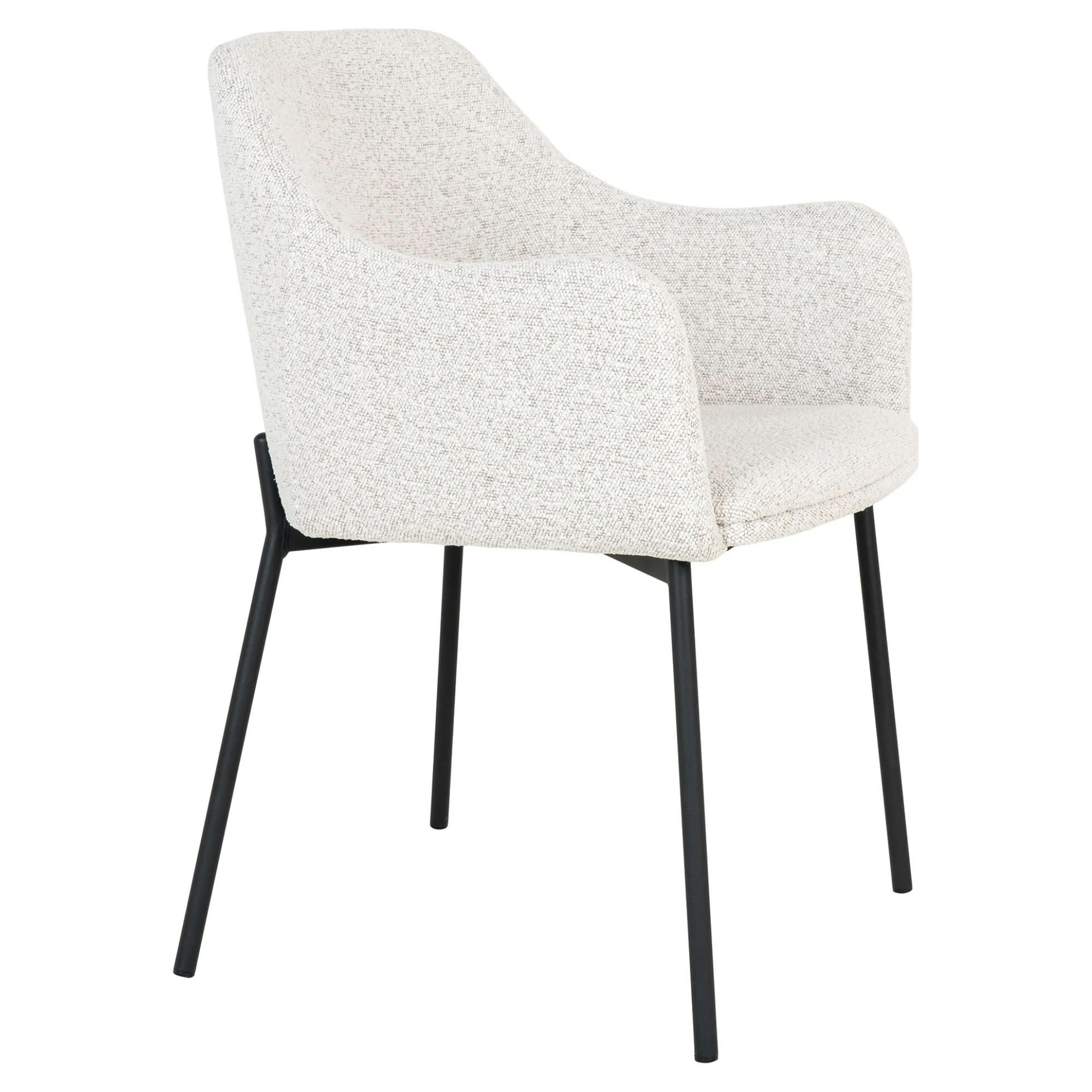 Chaise blanche moderne en tissu bouclette avec accoudoirs (lot de 2) SAVONE