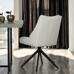 Chaise blanche pivotante en velours texturé (lot de 2) IENA